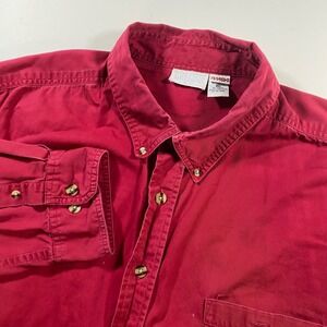 King Size Mens 3XL Burgundy Red Cotton Button Down Long Sleeve Shirt 79-5453-0